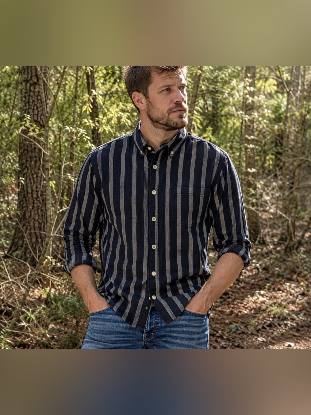 Flying Machine Men's Striped Button Down Shirt M 100% Cotton